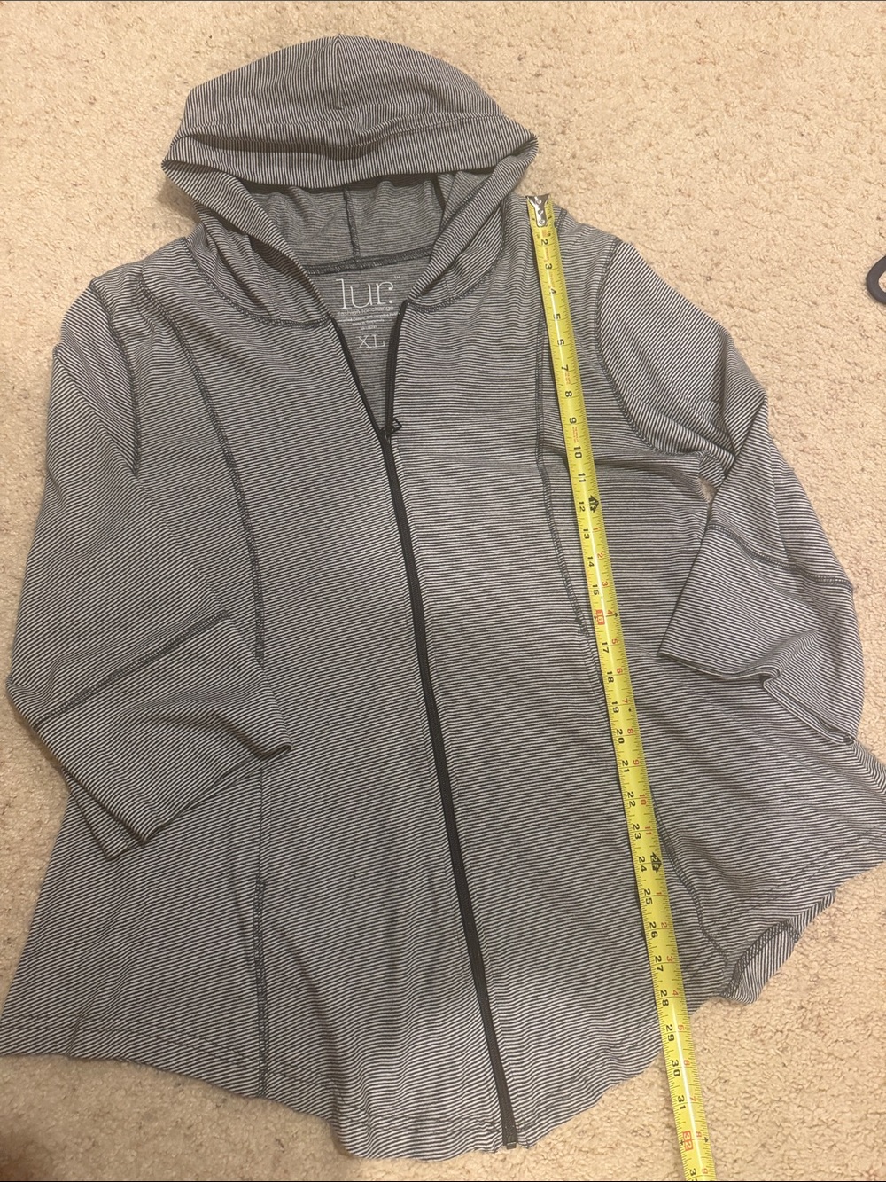 lululemon athletica Gray Striped Hooded Zip Utility Jacket - Women's